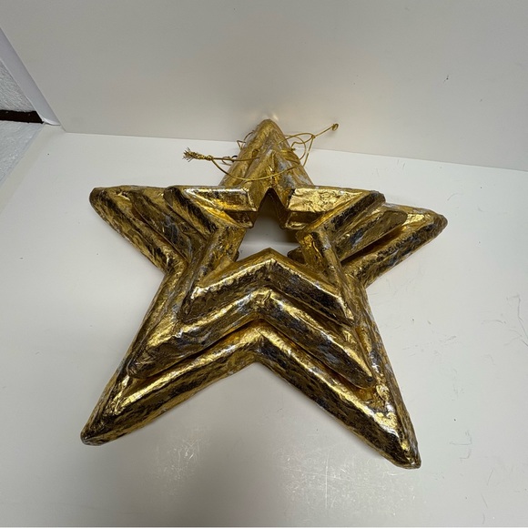Gold Hanging Christmas Stars Set Of 3 Holiday Decor - Picture 8 of 8